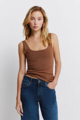 Springfield Playera de tirantes de doble tejido caf&eacute;