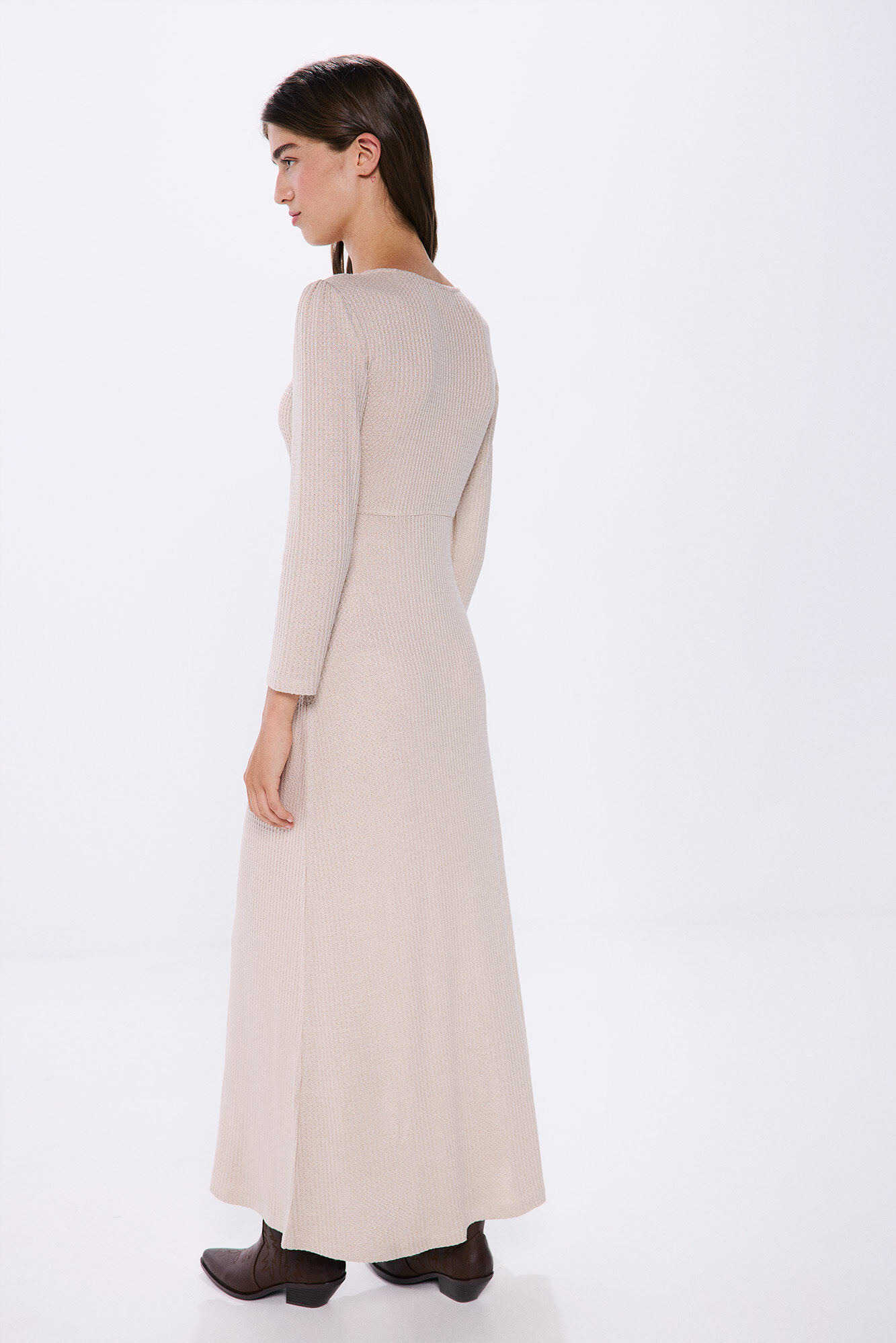 Springfield Vestido midi botones delantero estructura nude