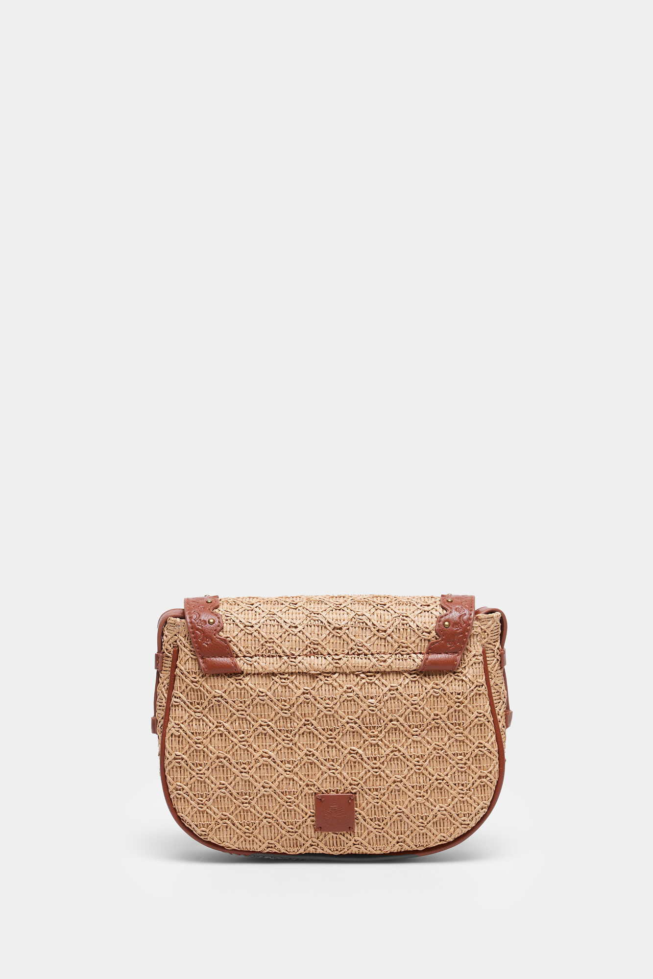 Springfield Bolsa bandolera rafia combinada blanco