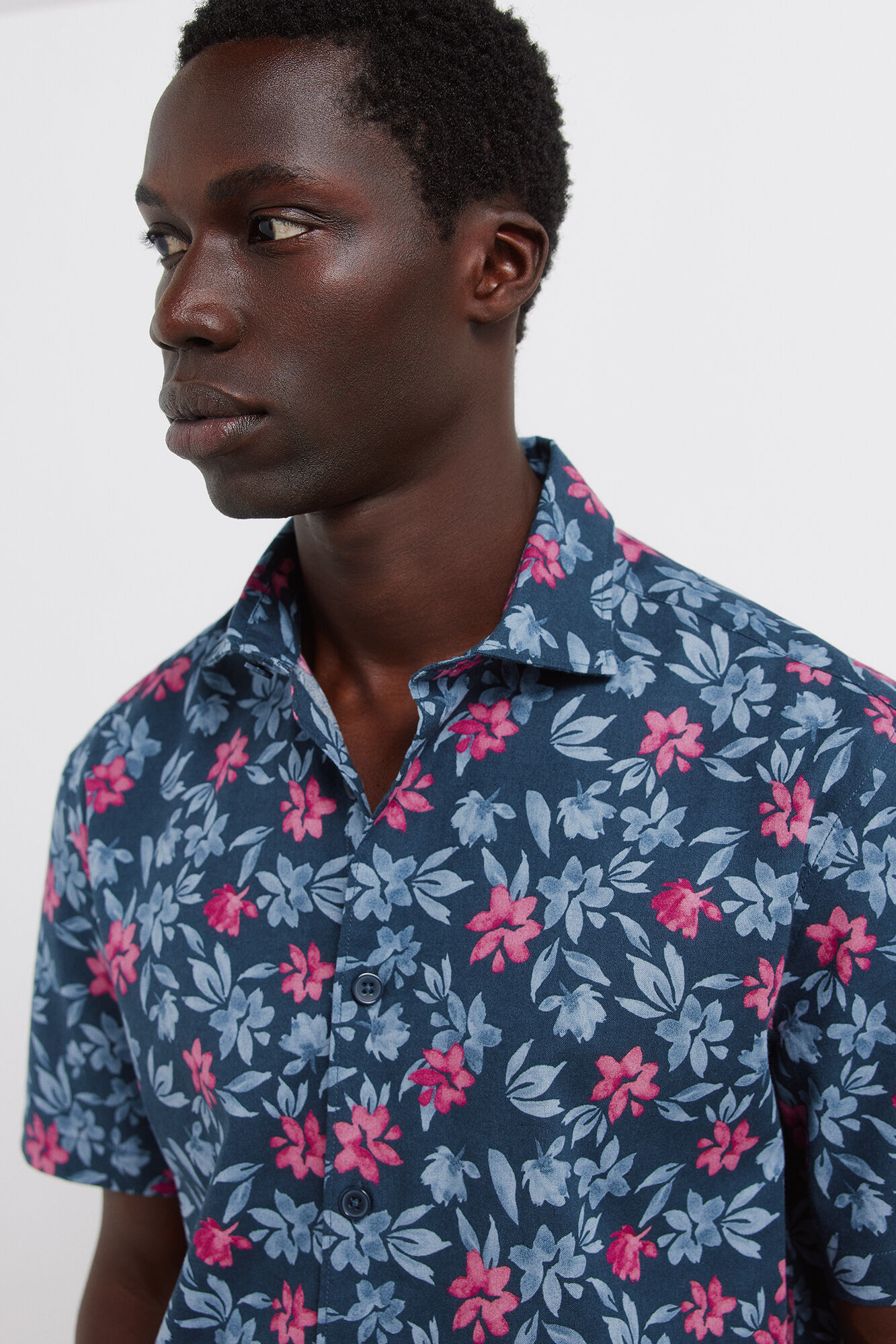 Springfield Camisa de manga corta de lino estampada