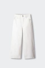 Springfield Kids Pantal&oacute;n wide leg de mezclilla b&aacute;sico para ni&ntilde;a marfil