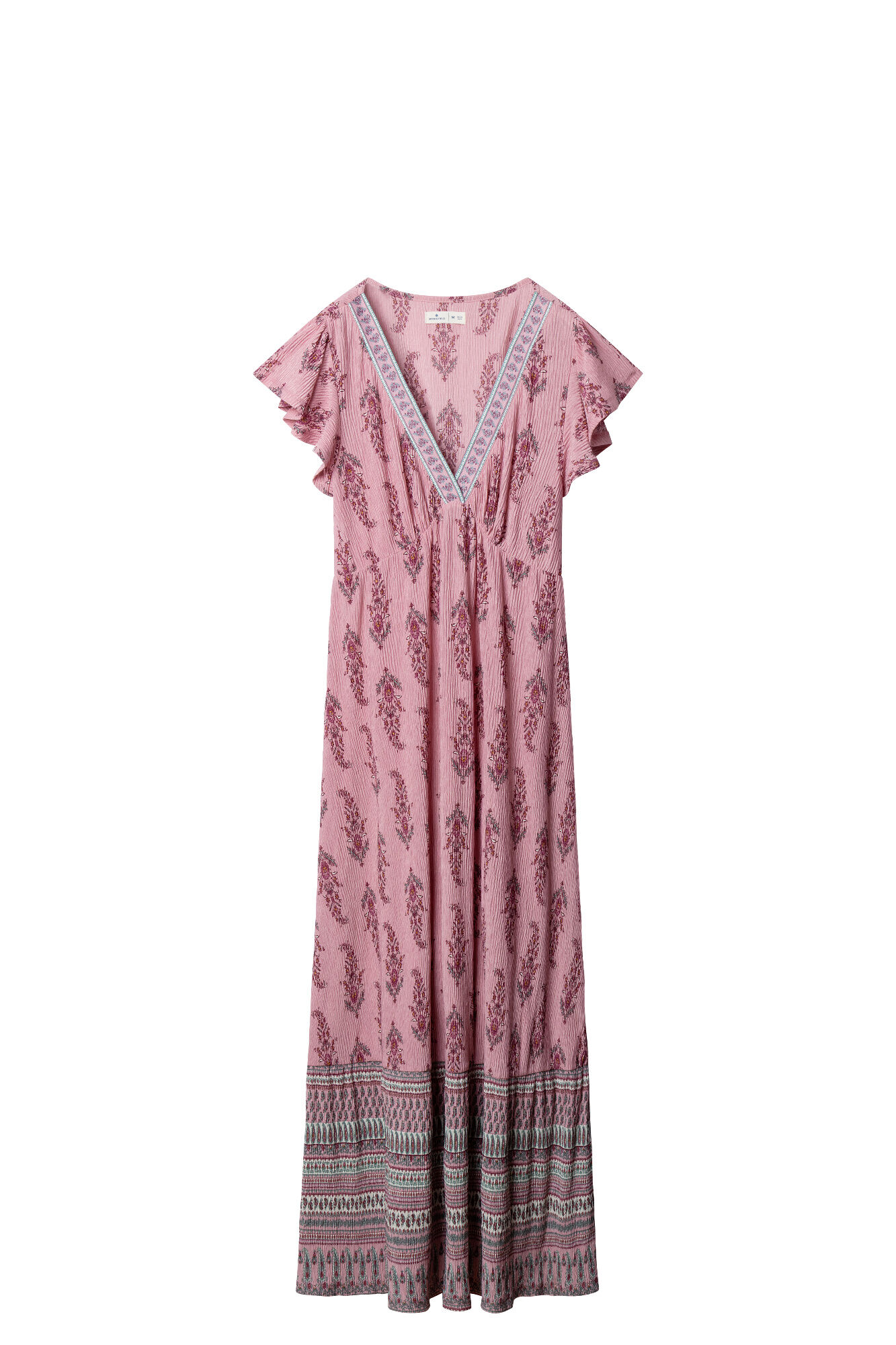 Springfield Vestido midi con volantes estampado cenefa morado/lila