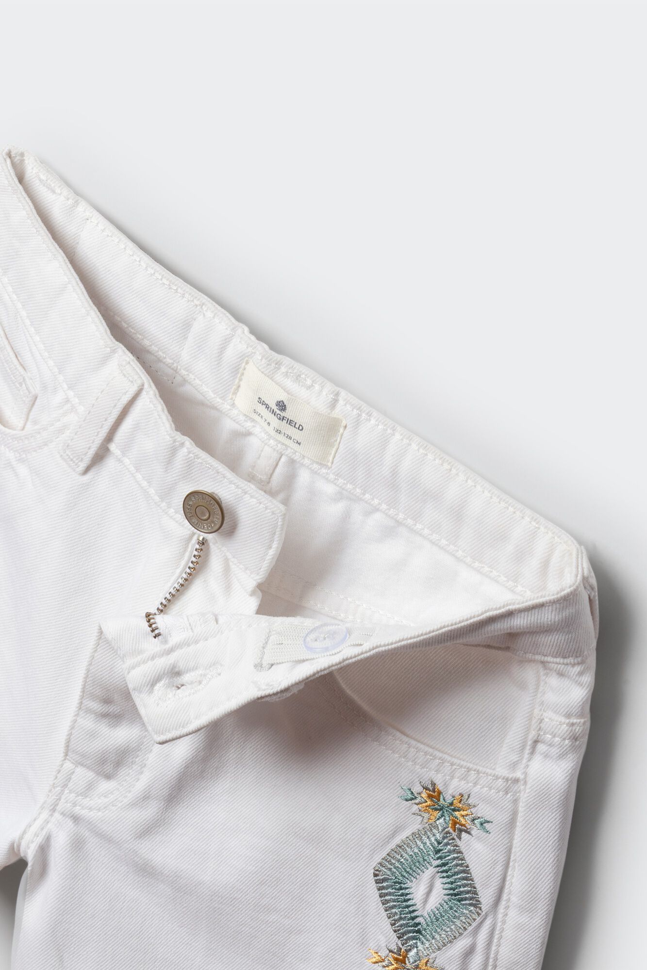 Springfield Kids Short de sarga &eacute;tnico para ni&ntilde;a blanco