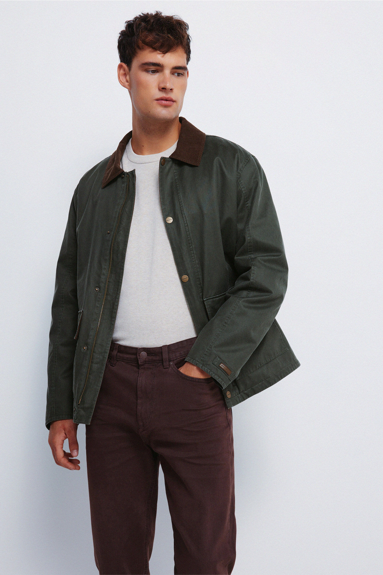 Springfield Pantal&oacute;n slim fit de 5 bolsillo caf&eacute;