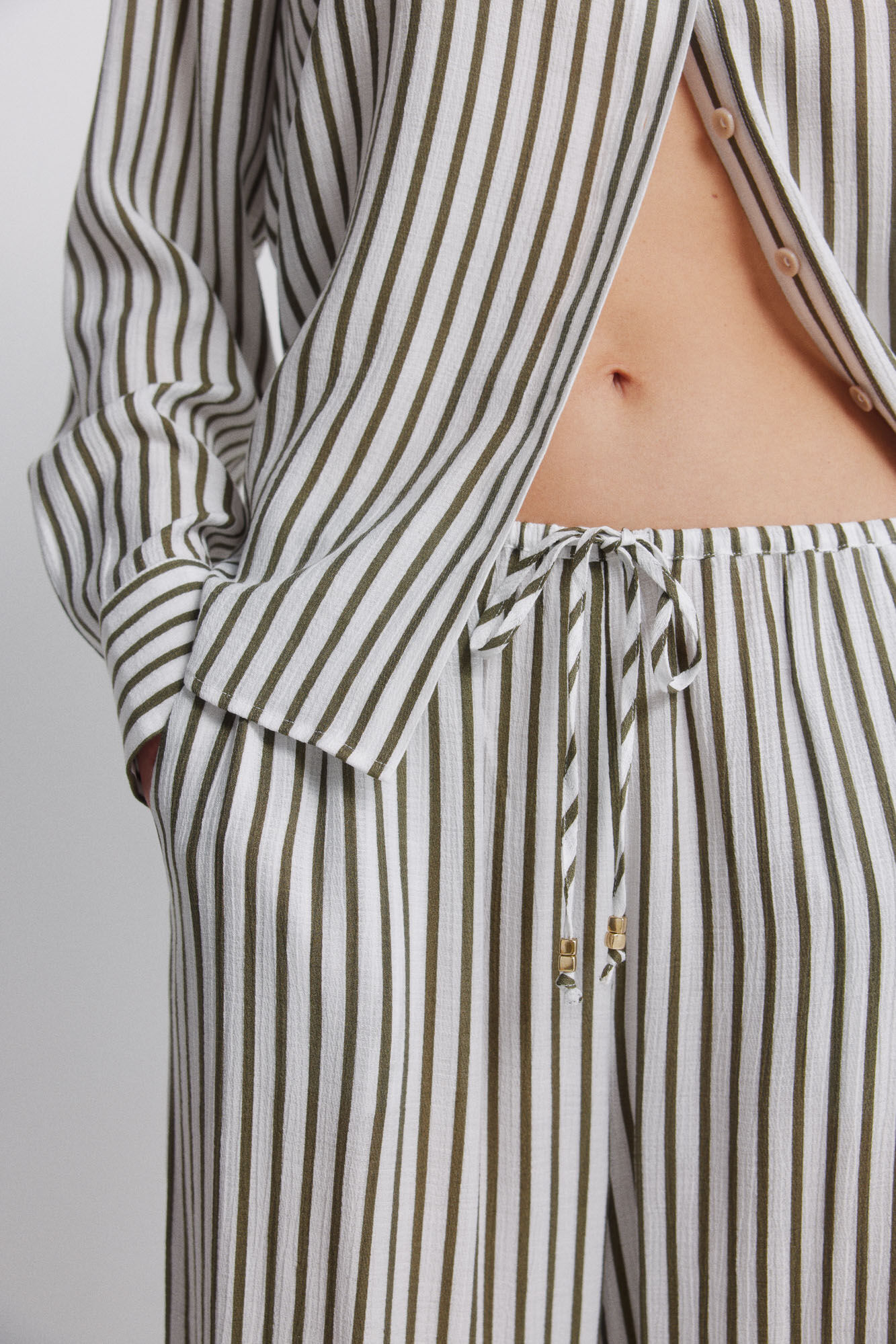 Springfield Camisa de manga larga a rayas khaki