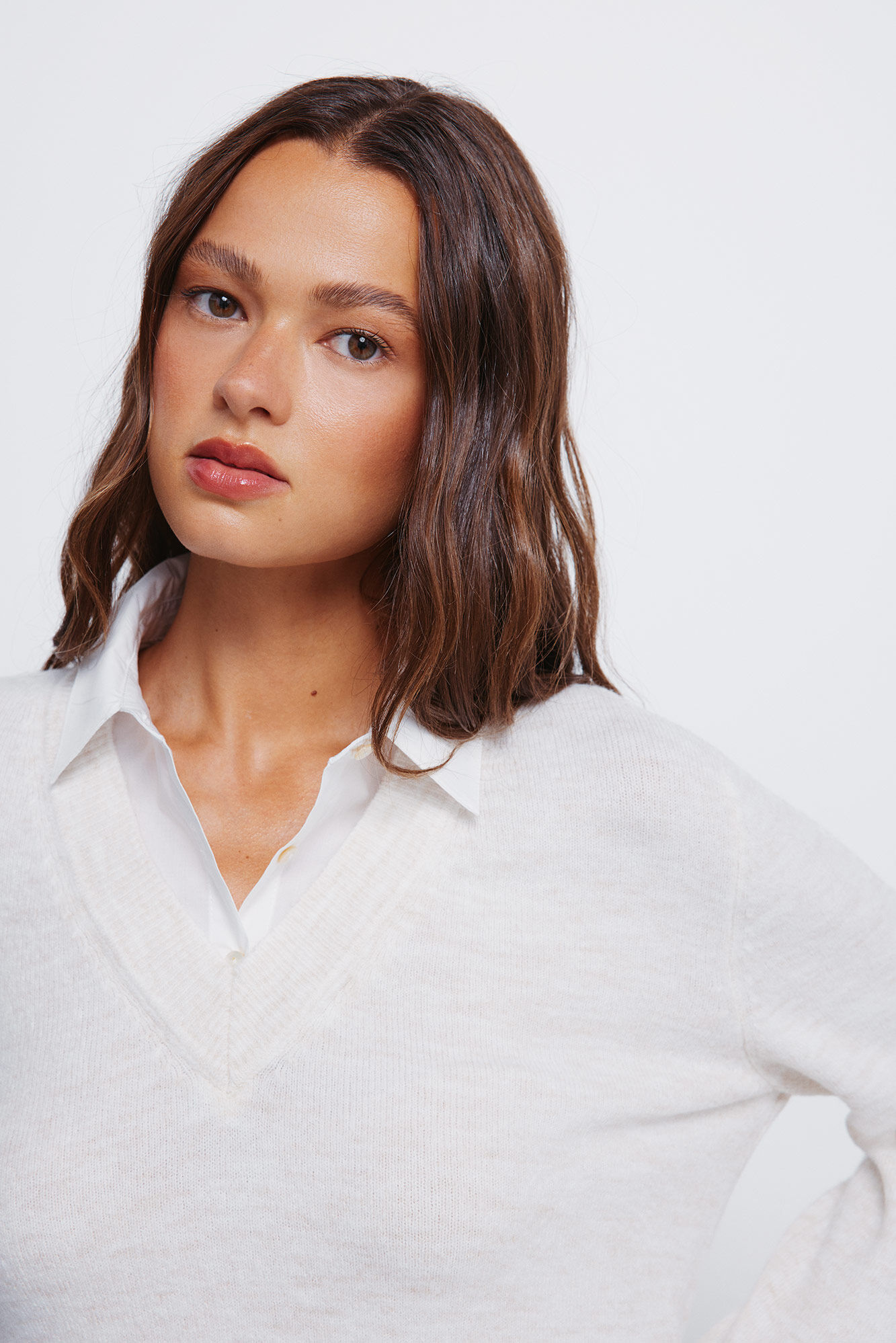 Springfield Su&eacute;ter combinado camisero blanco