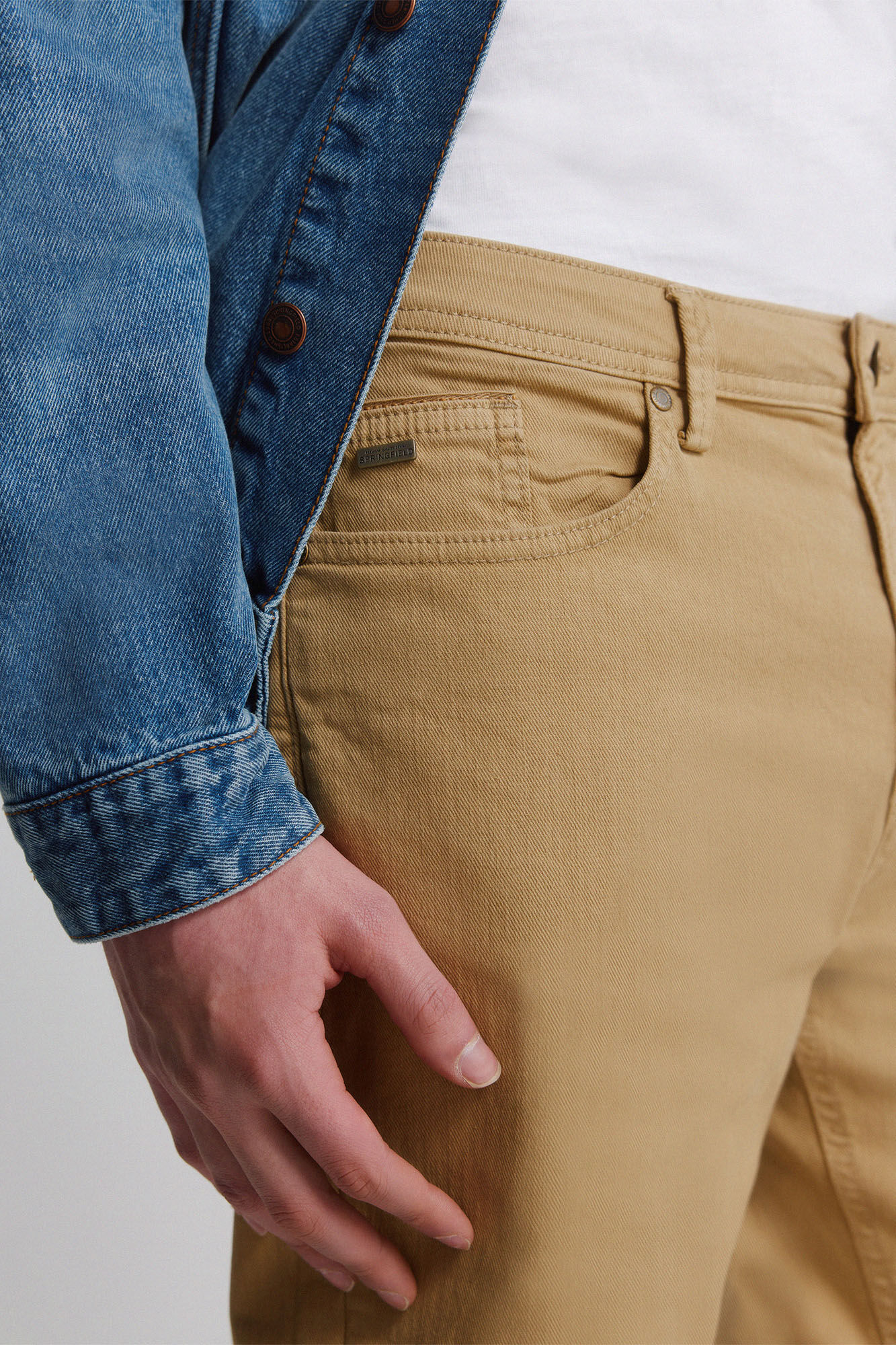 Springfield Bermudas de 5 bolsillos lavadas slim fit beige