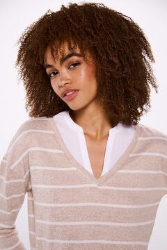 Springfield Playera combinada tacto suave café