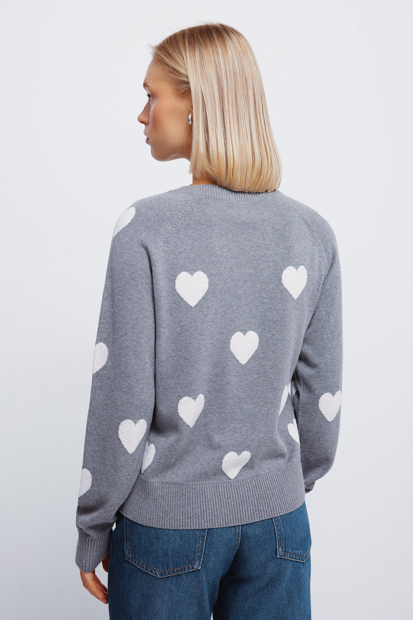 Springfield Jersey de corazones en intarsia gris