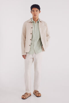 Springfield Camisa lino rayas kaki
