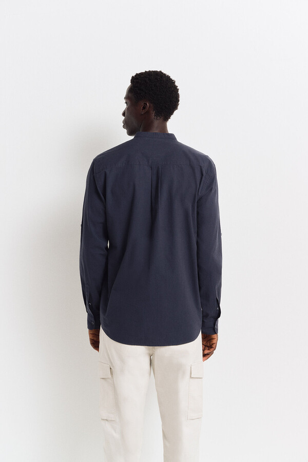 Springfield Camisa seersucker mao azul