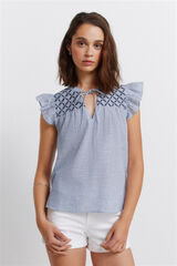 Springfield Blusa de plumet&iacute; con volantes turquesa