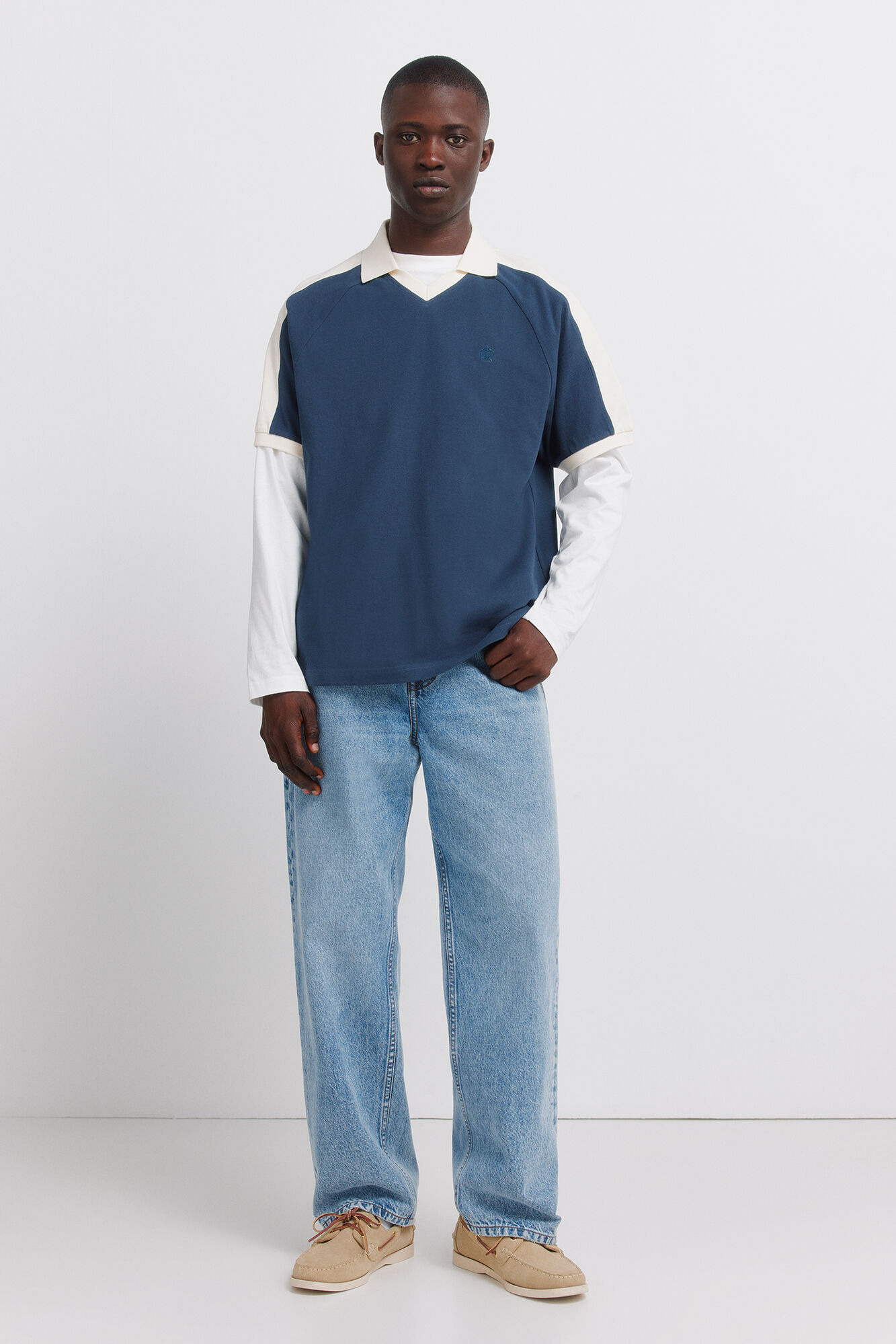 Springfield Polo deportivo de contraste regular fit de pique azul mezcla