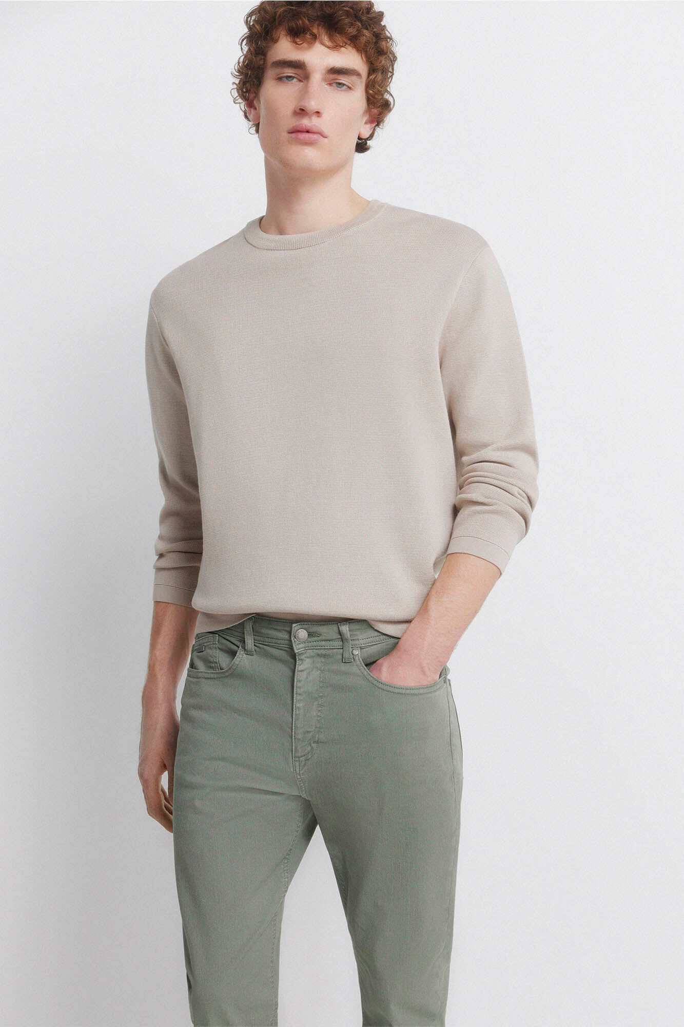 Springfield Pantal&oacute;n slim fit de 5 bolsillos lavado verde