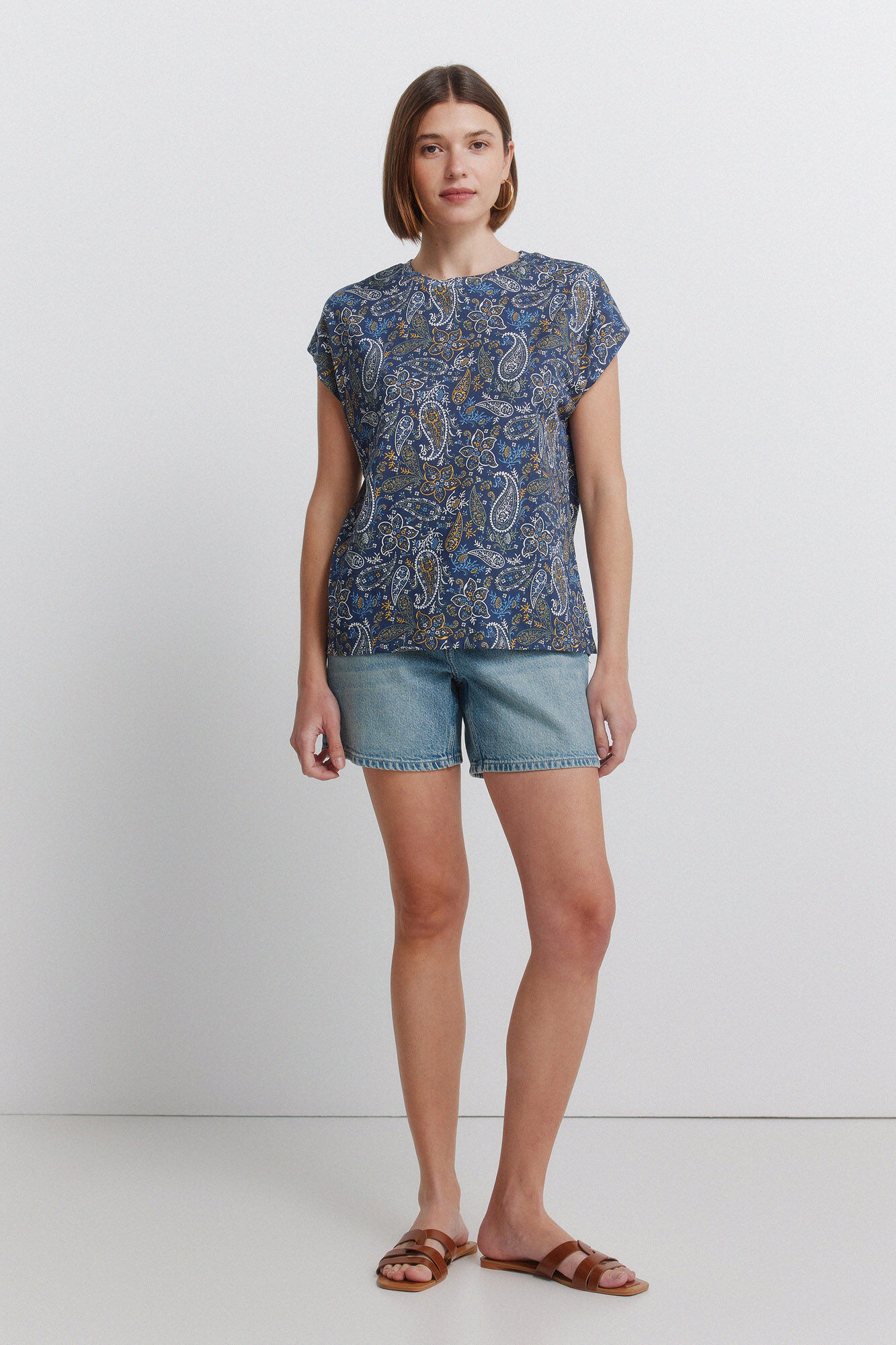 Springfield Playera de manga corta estampada marino