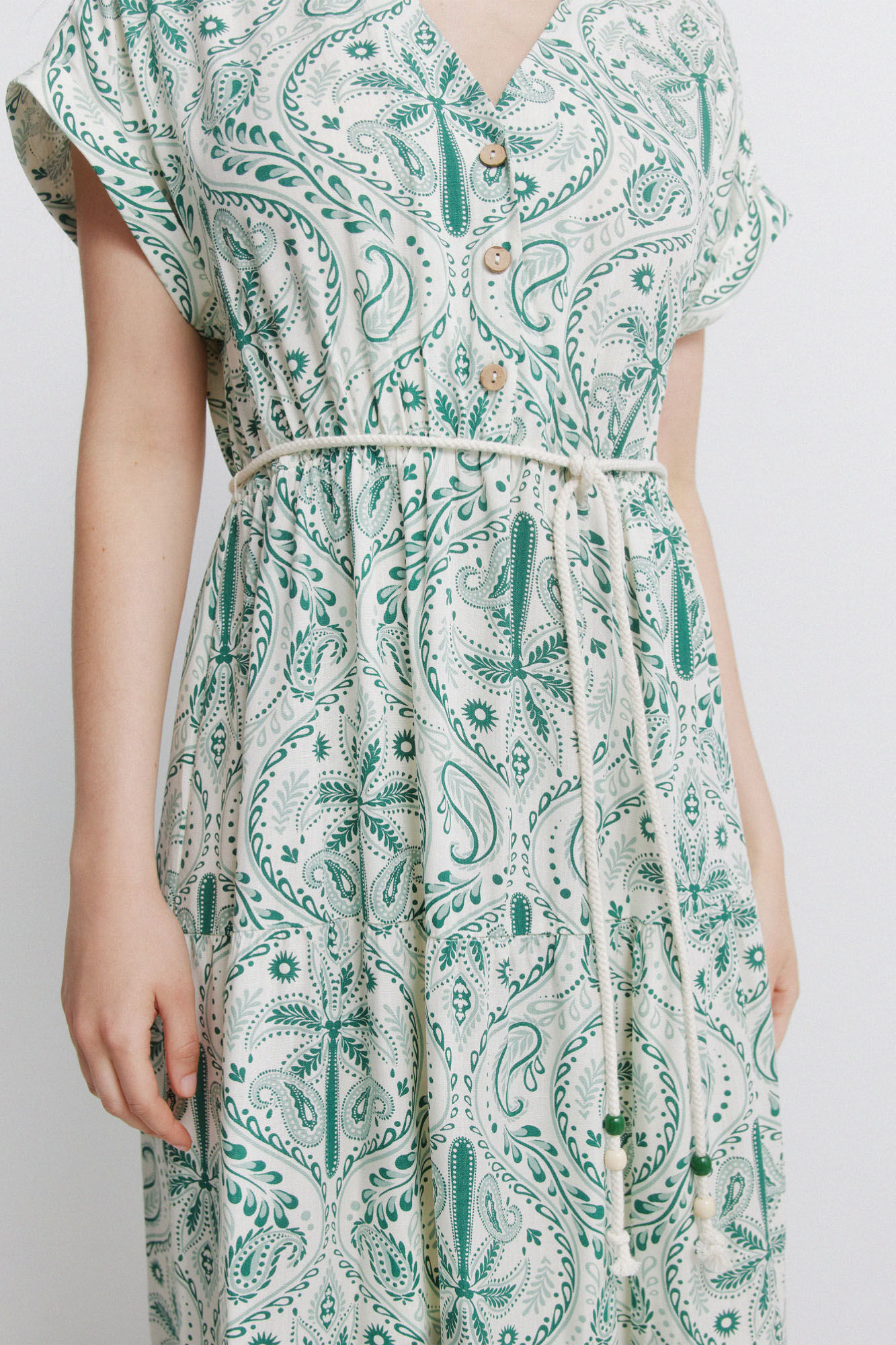Springfield Vestido midi estampado paisley blanco