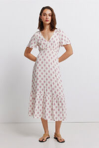 Springfield Vestido midi de encaje de manga corta