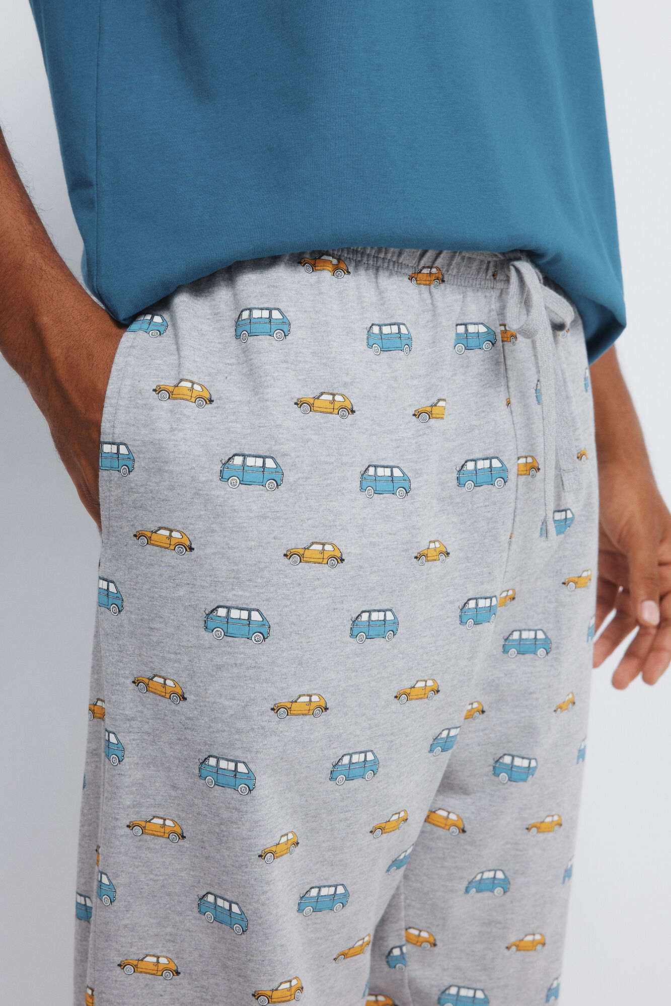 Springfield Pijama larga de manga rangl&aacute;n larga con pantal&oacute;n de coche azul