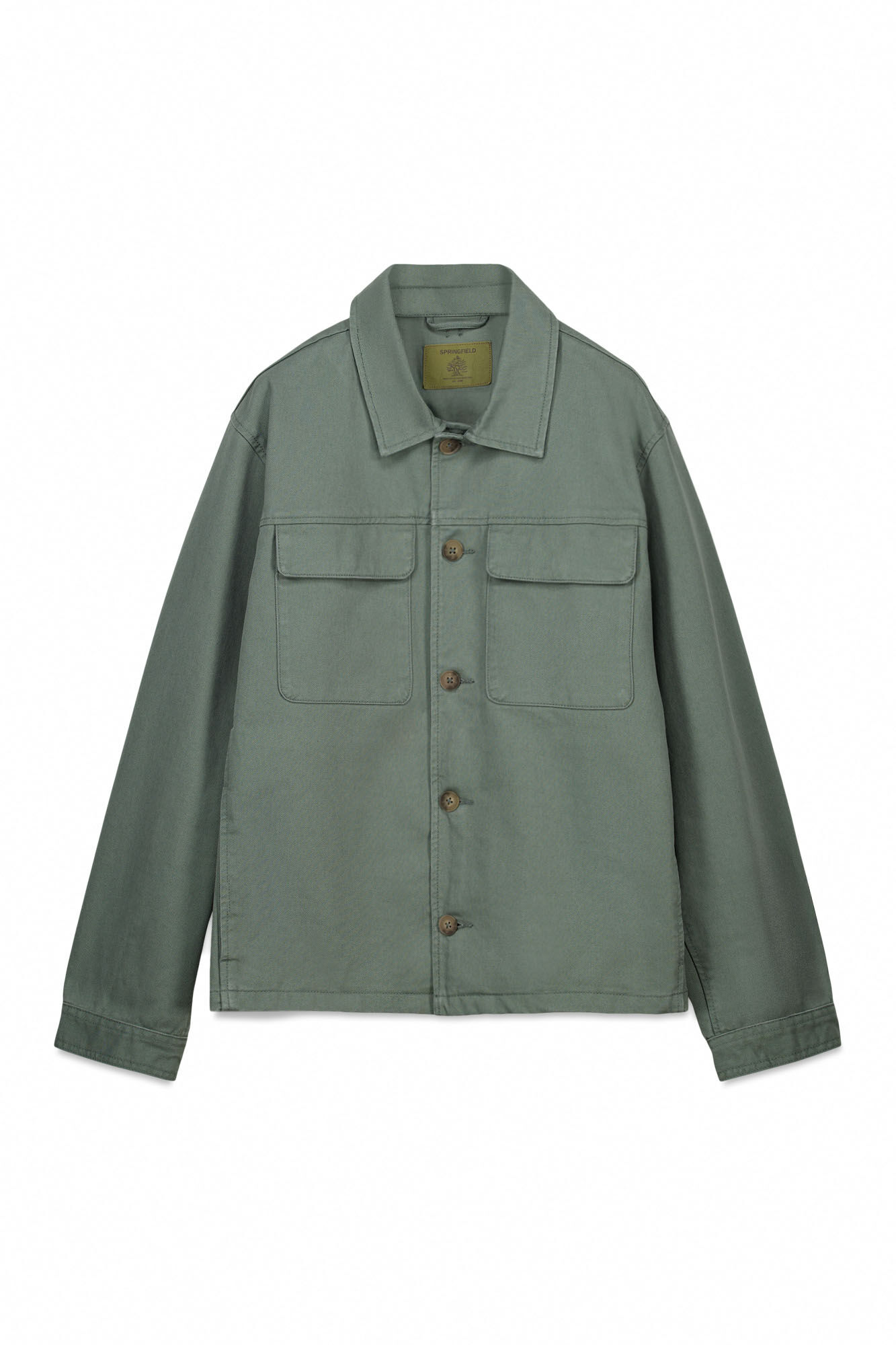 Springfield Sobrecamisa overshirt fit de algod&oacute;n verde