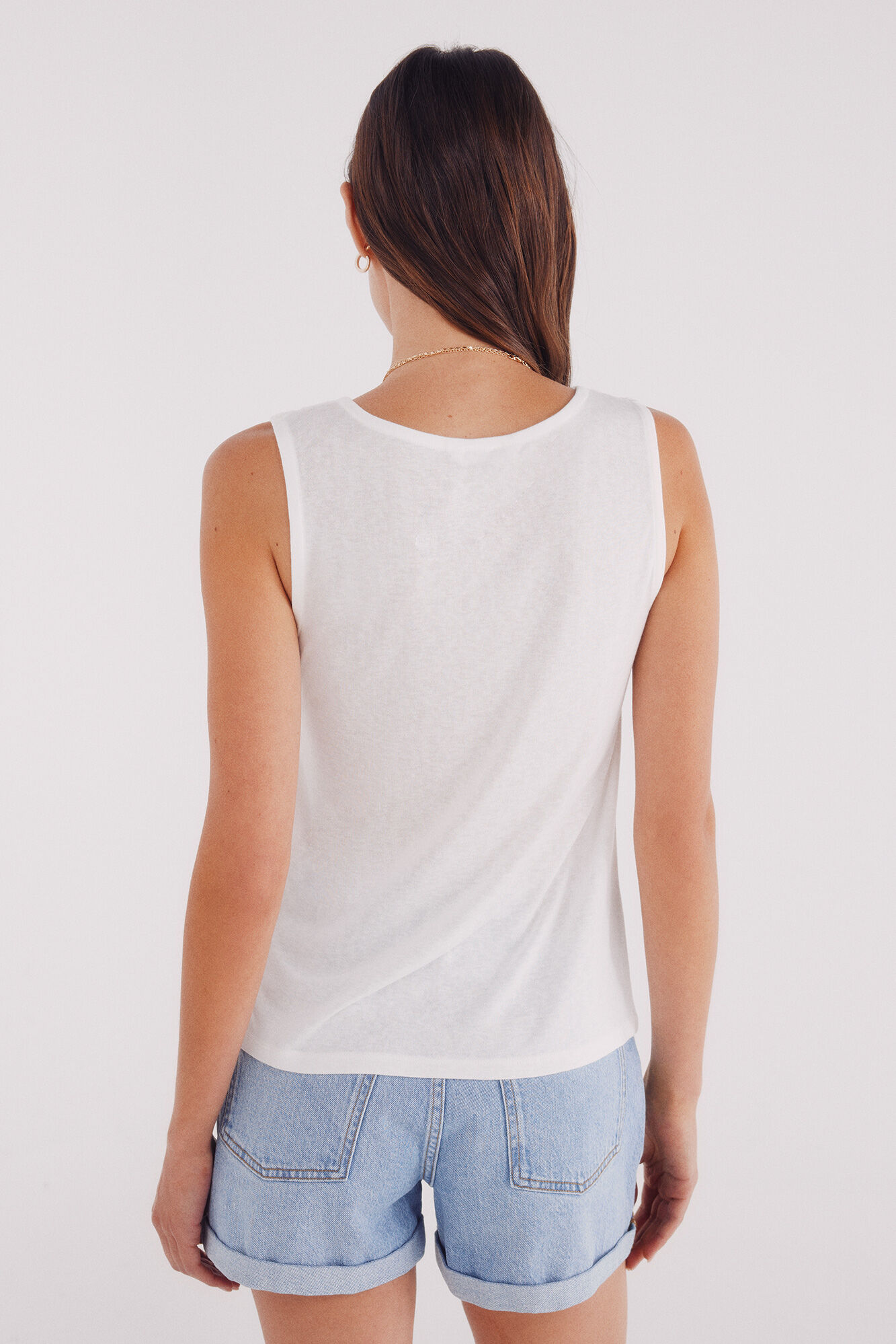 Springfield Playera escote v hombros crochet blanco