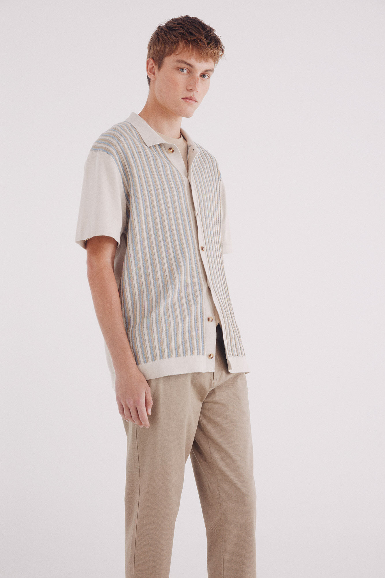 Springfield Pantal&oacute;n chino microestampado slim fit caf&eacute;