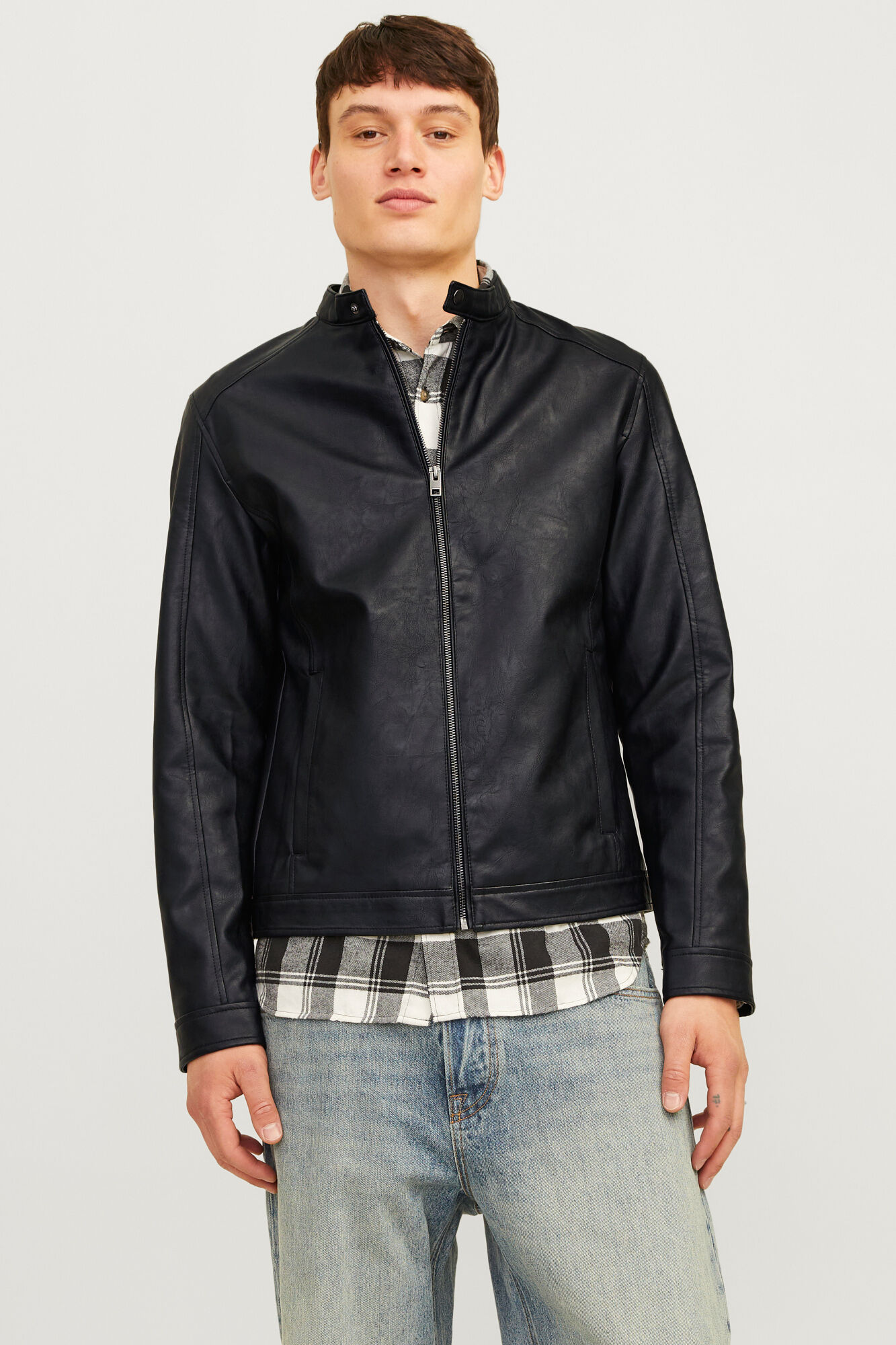 Jack & Jones Chamarra motera simil piel negro