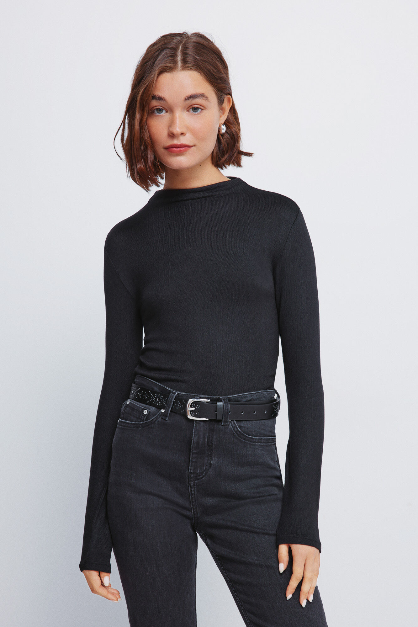 Springfield Playera de cuello Perkins de soft touch negro