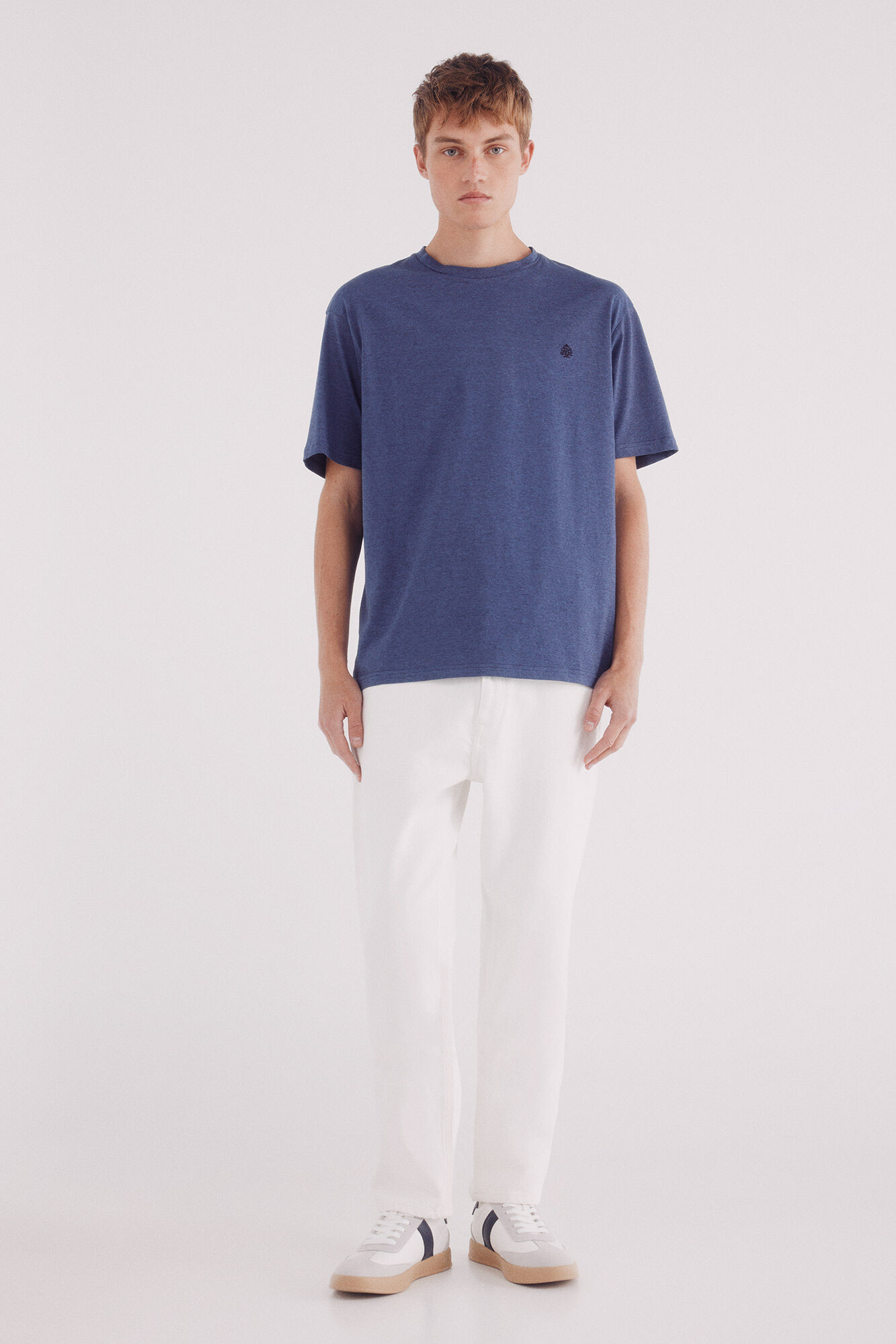 Springfield Playera microraya tejida azul