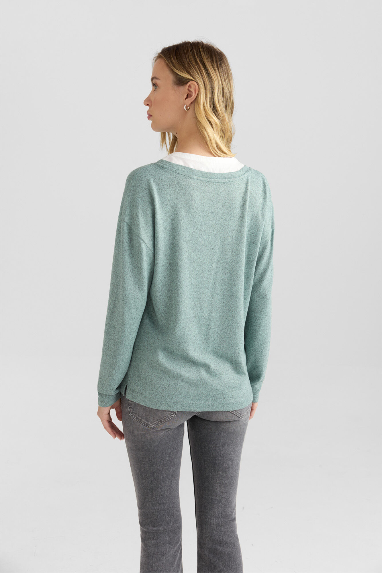 Springfield Playera bimateria detalle cuello verde