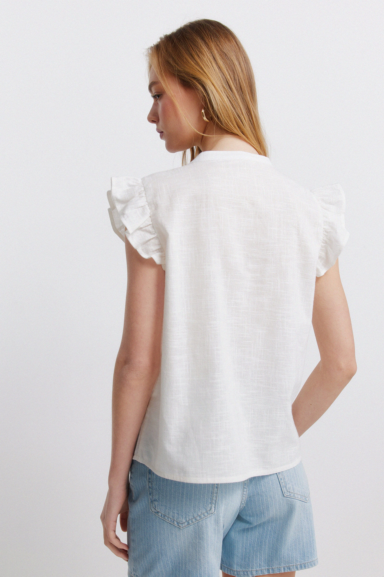 Springfield Camisa de encaje con volantes marfil