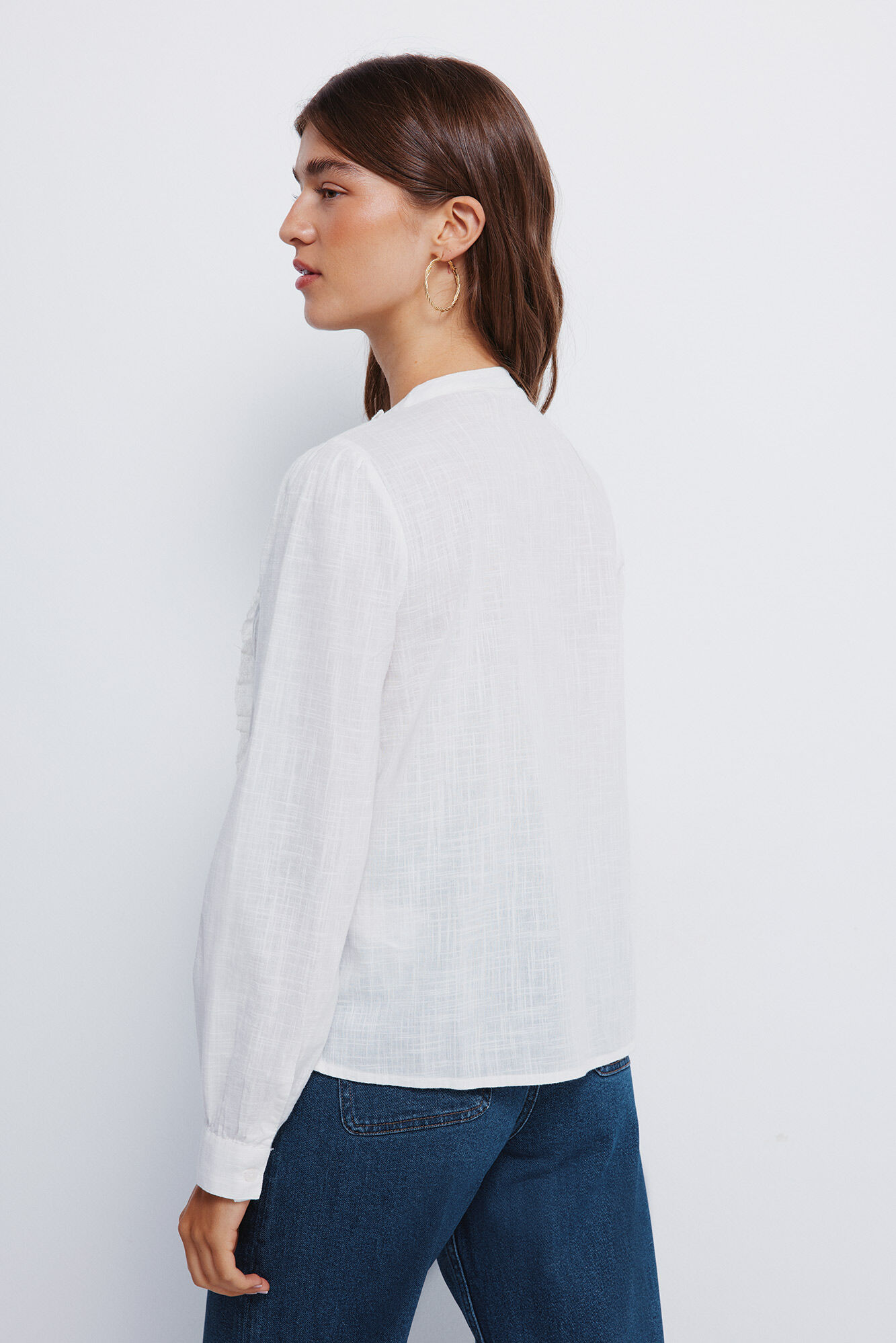 Springfield Blusa rom&aacute;ntica de Schiffly caf&eacute;