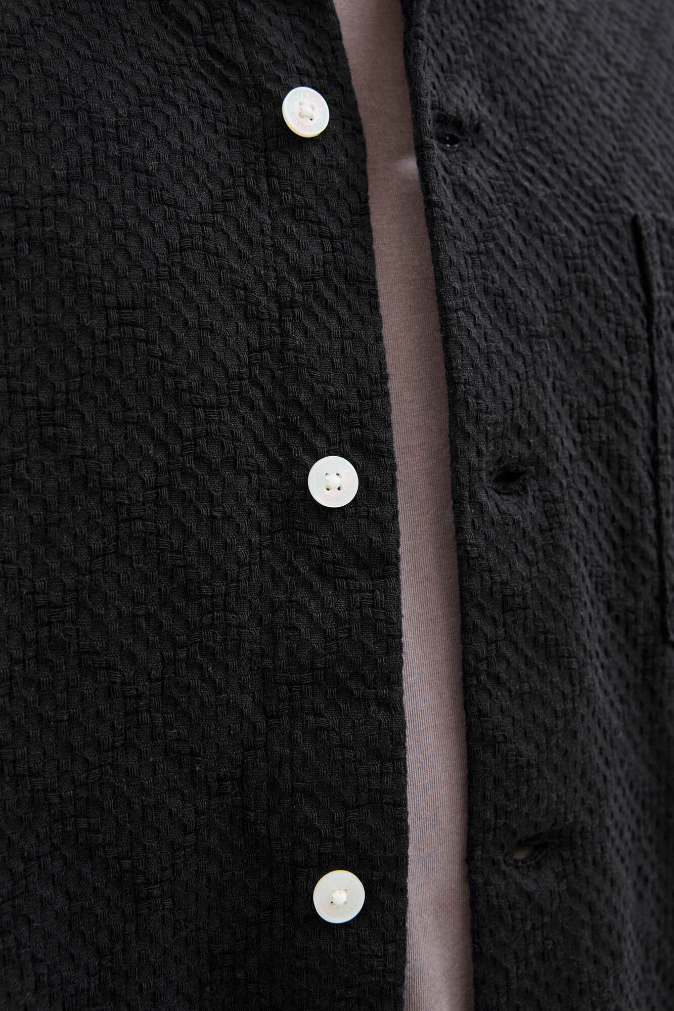 Jack & Jones Camisa de hombre de manga corta con textura negro
