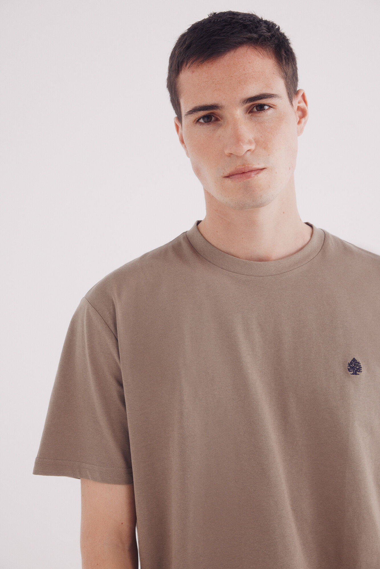 Springfield Playera b&aacute;sica cuello redondo caf&eacute;