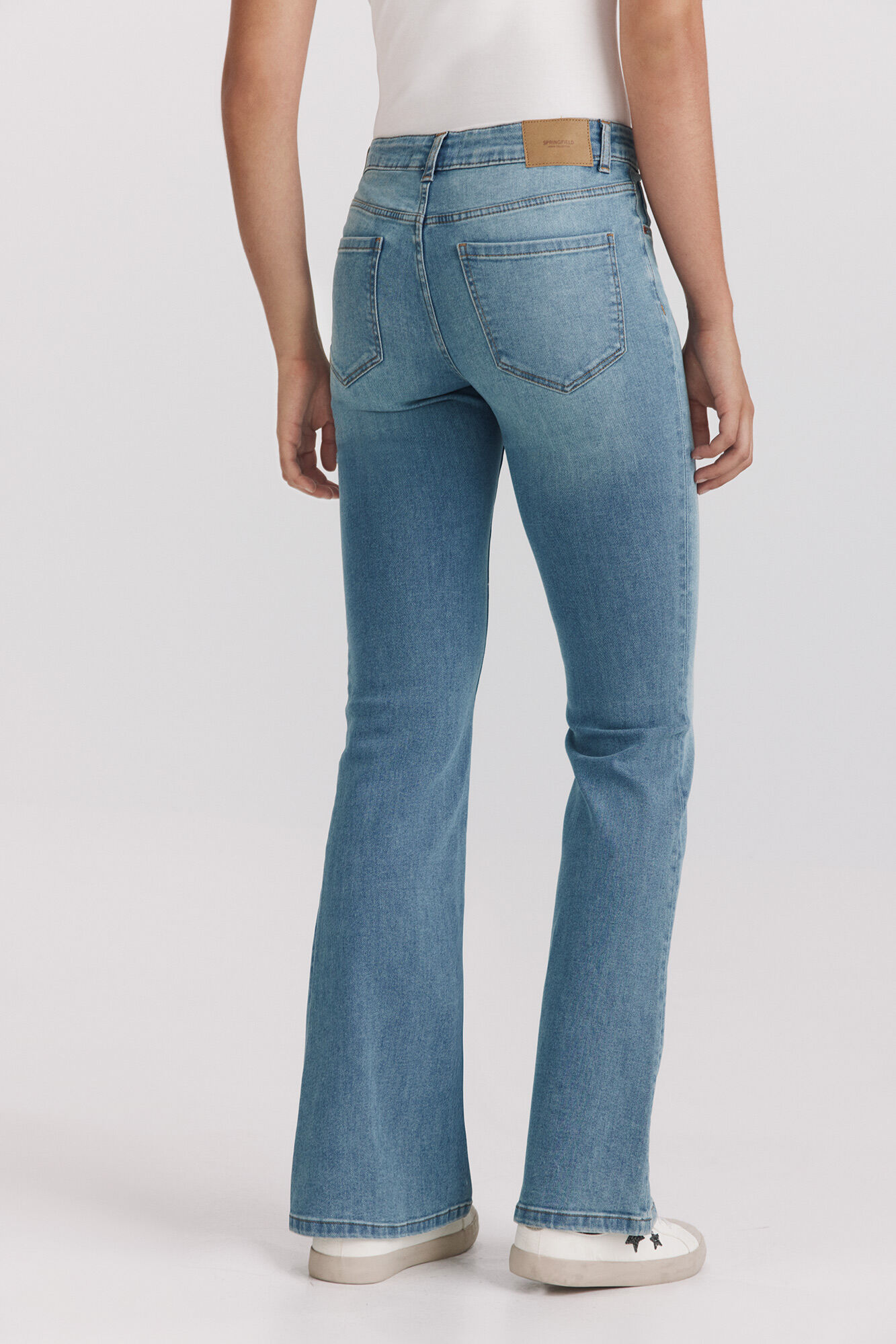 Springfield Jeans bootcut flare de tiro bajo azul tinta
