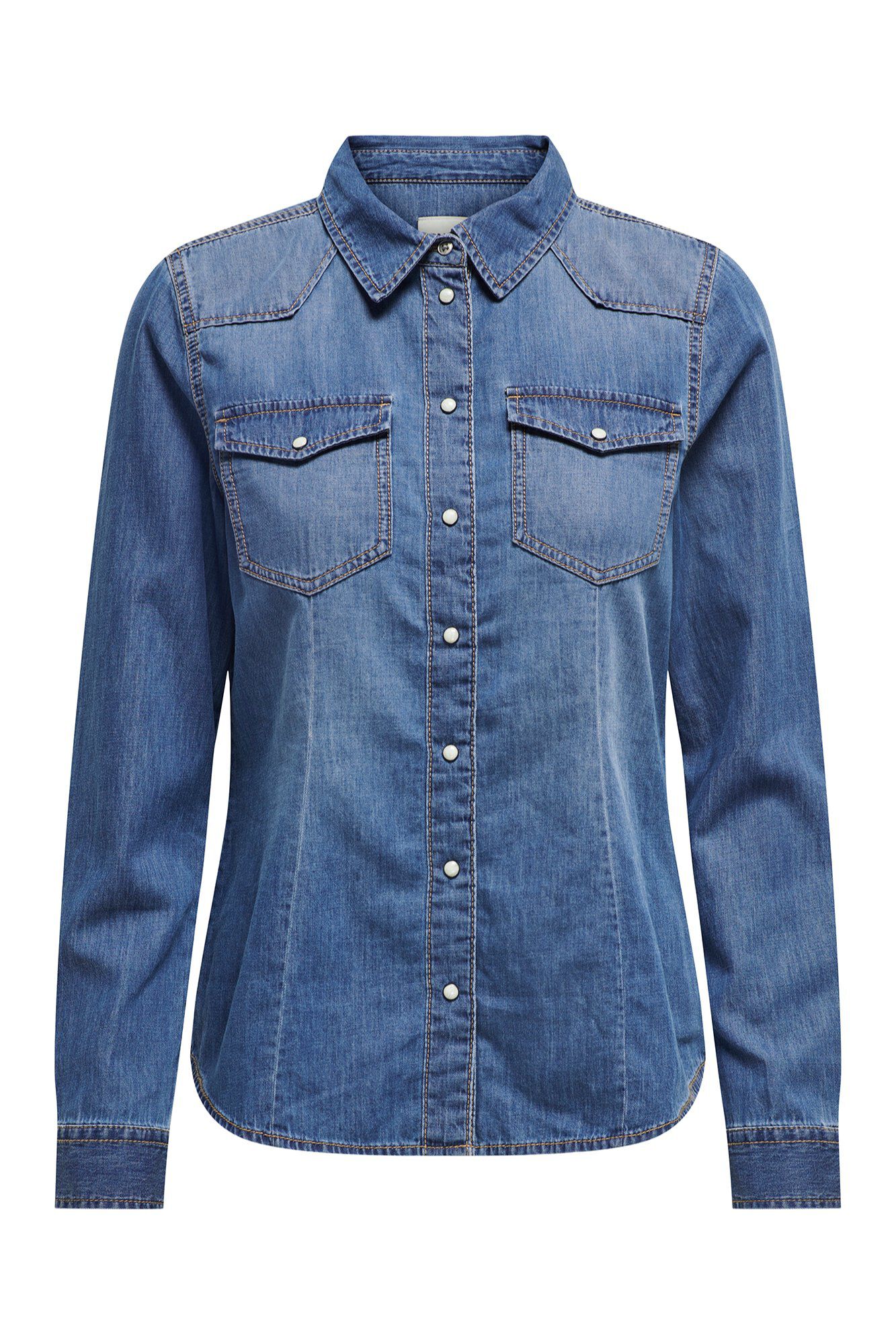 Only Camisa denim de manga larga azulado
