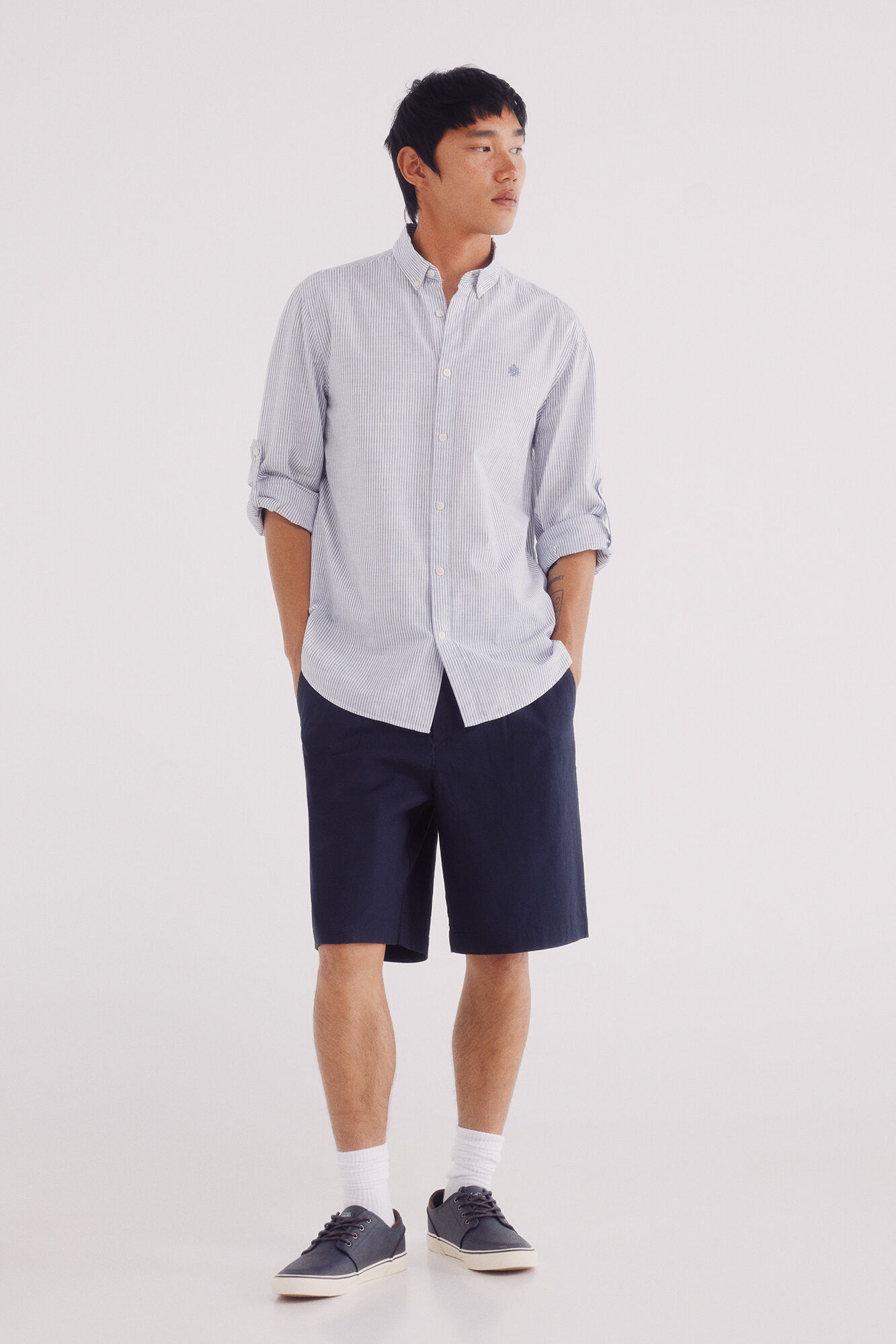 Springfield Camisa cotton slub rayas