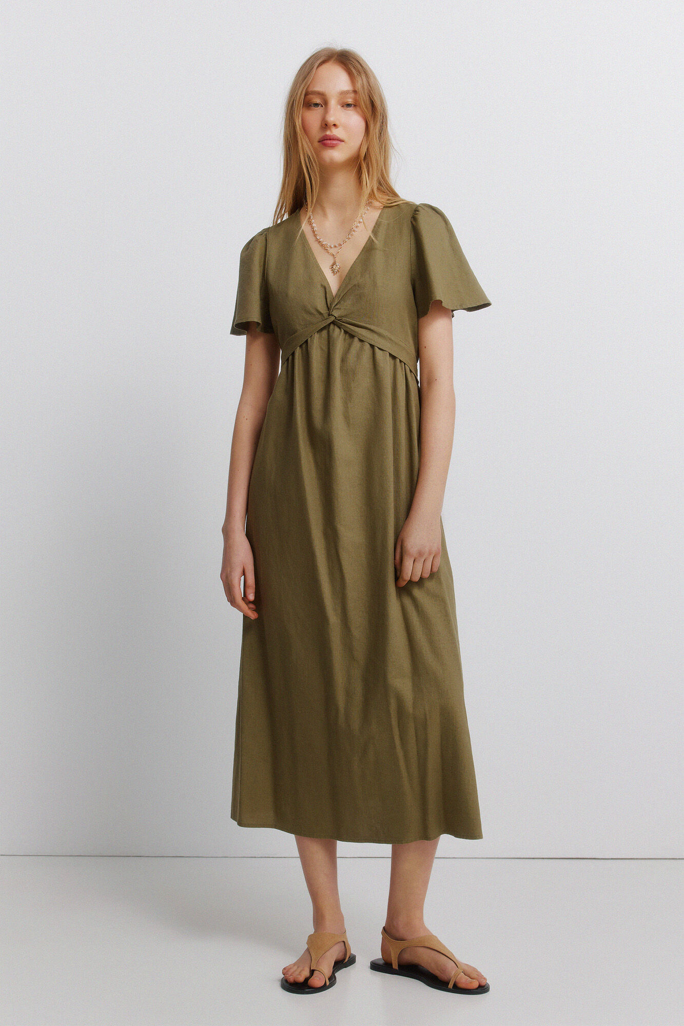 Springfield Vestido de lino con nudo