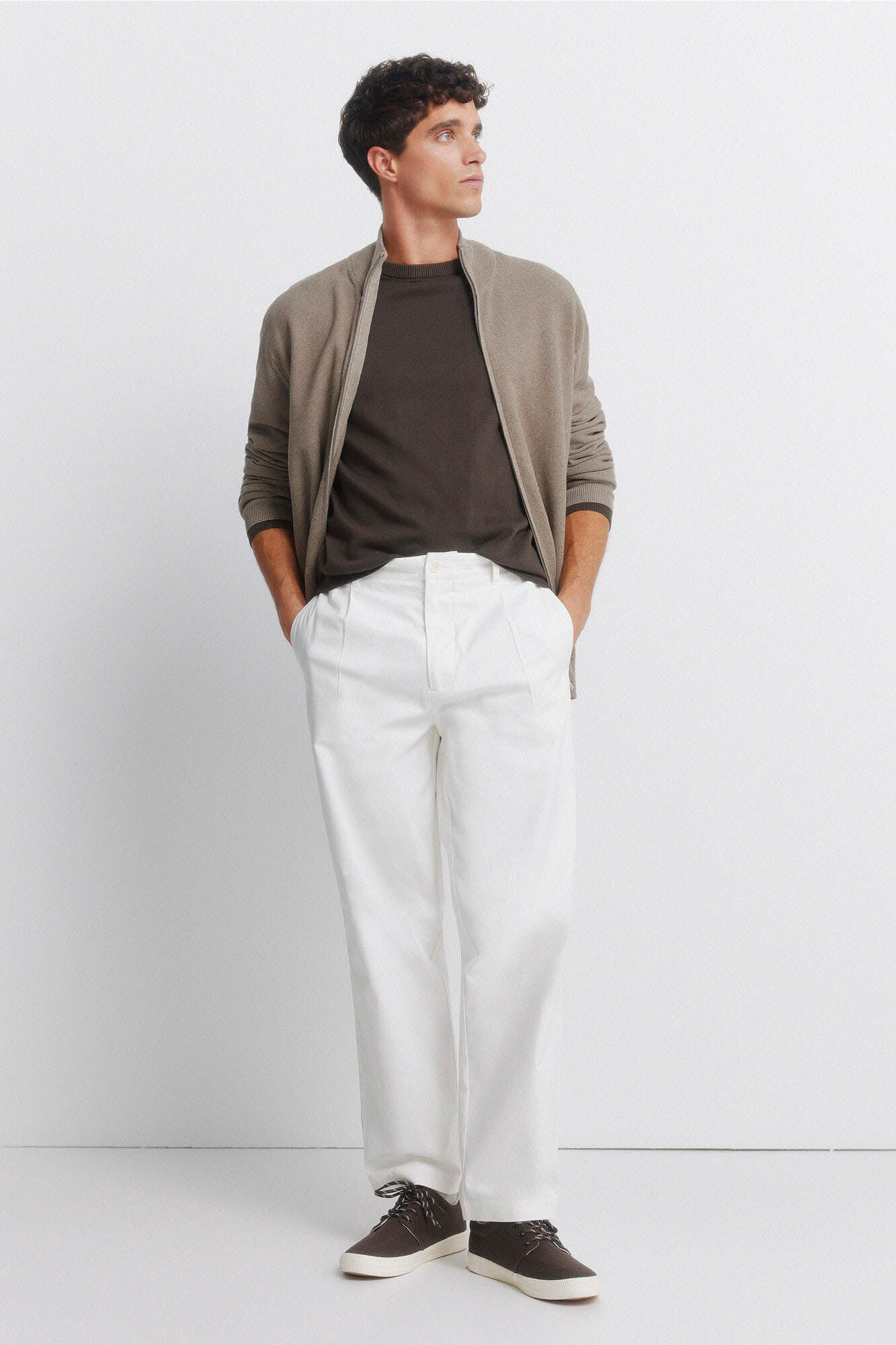 Springfield C&aacute;rdigan liso estructura caf&eacute;