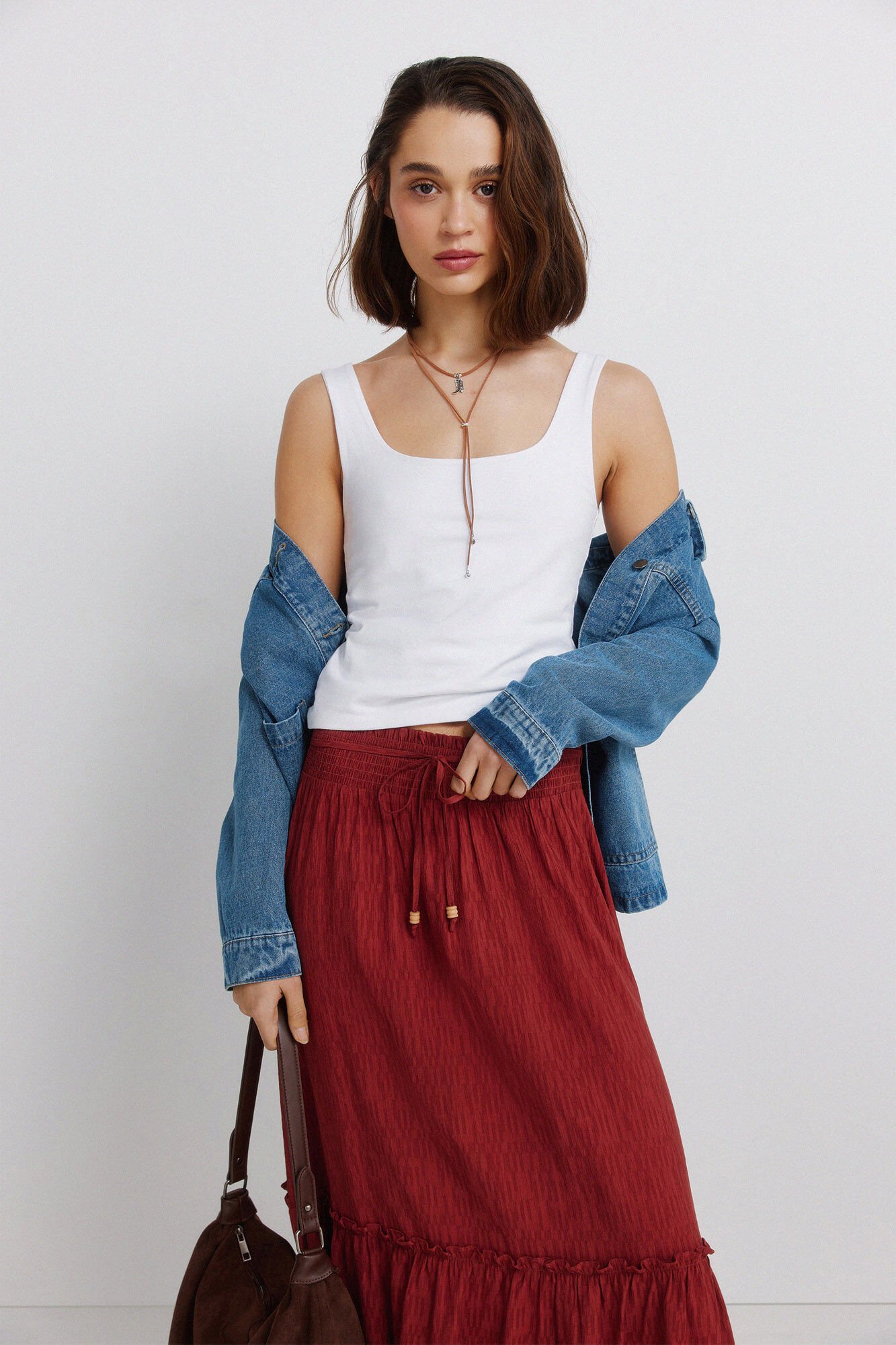 Springfield Falda midi de estructura coral