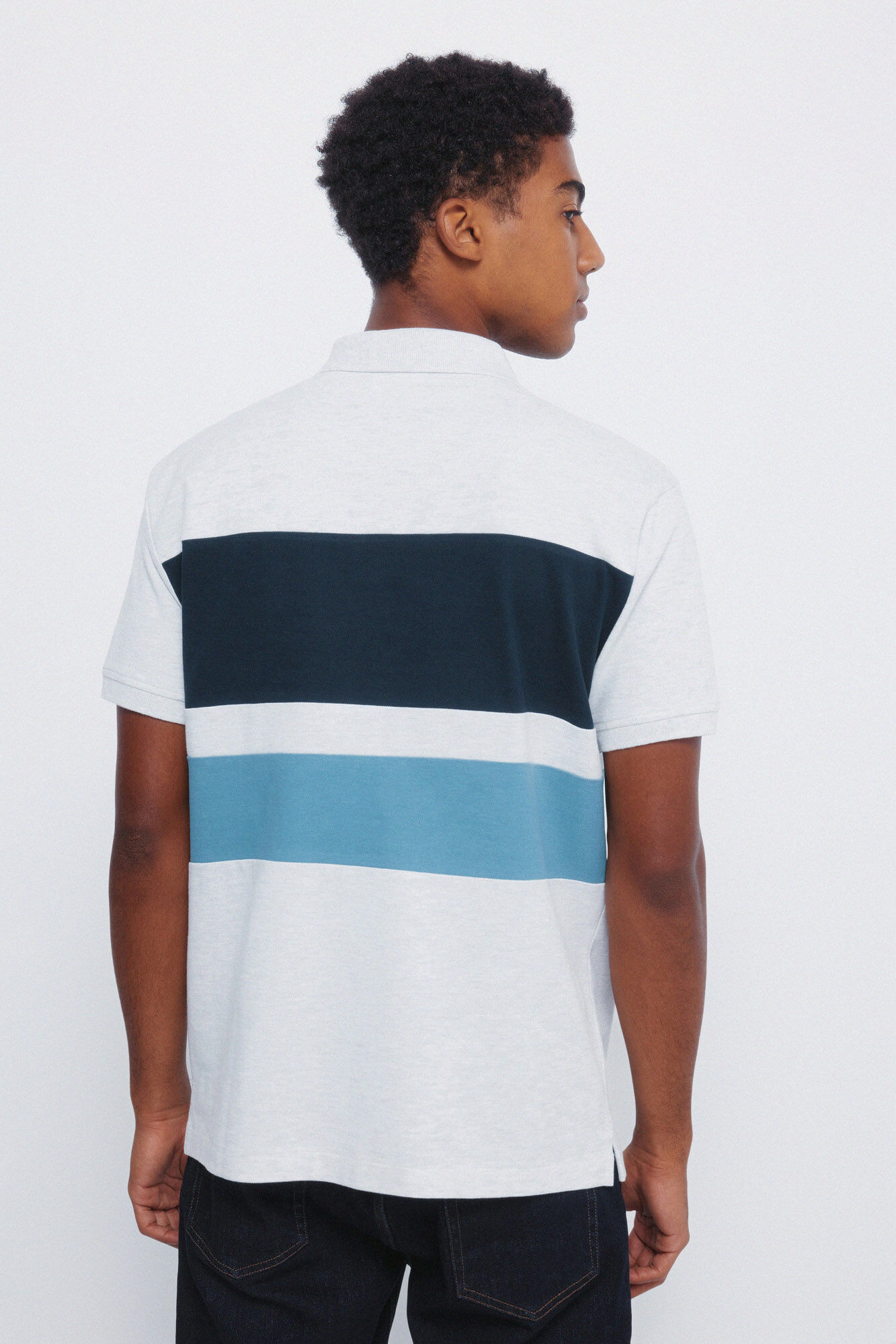 Springfield Polo regular fit en piqu&eacute; color block gris