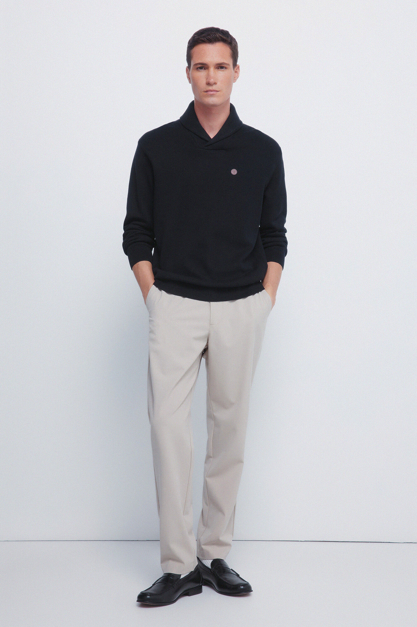 Springfield Jersey de cuello esmoquin marino