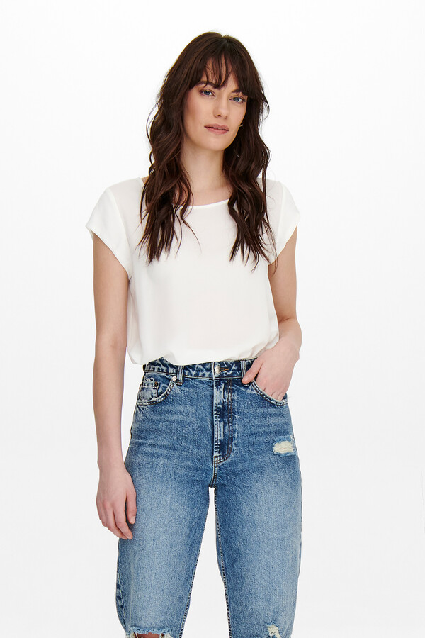 Only Playera lisa fluida natural