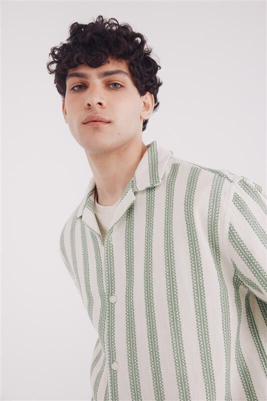 Springfield Camisa manga corta bowling r&uacute;stica rayas