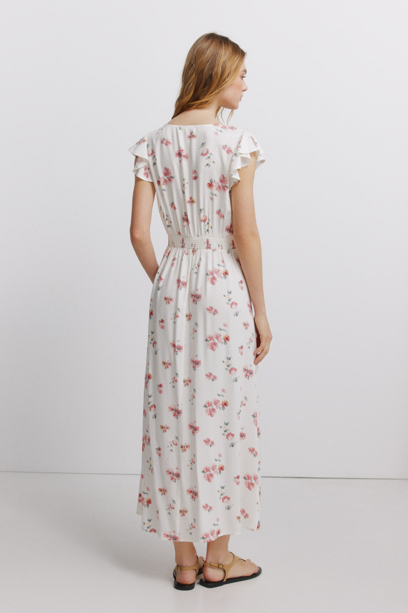 Springfield Vestido con pliegues bajo el pecho blanco