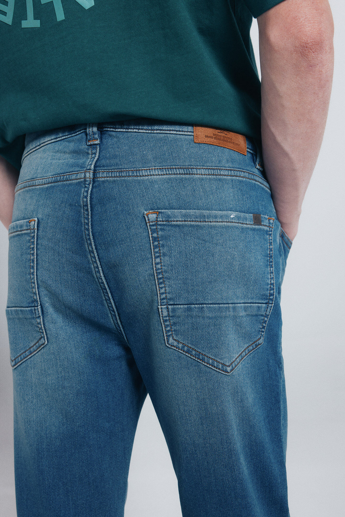 Springfield Jeans de denim de punto te&ntilde;idos y ajustados turquesa