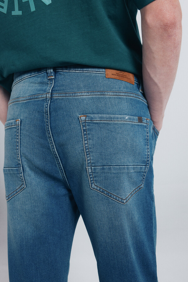 Springfield Jeans de denim de punto teñidos y ajustados turquesa