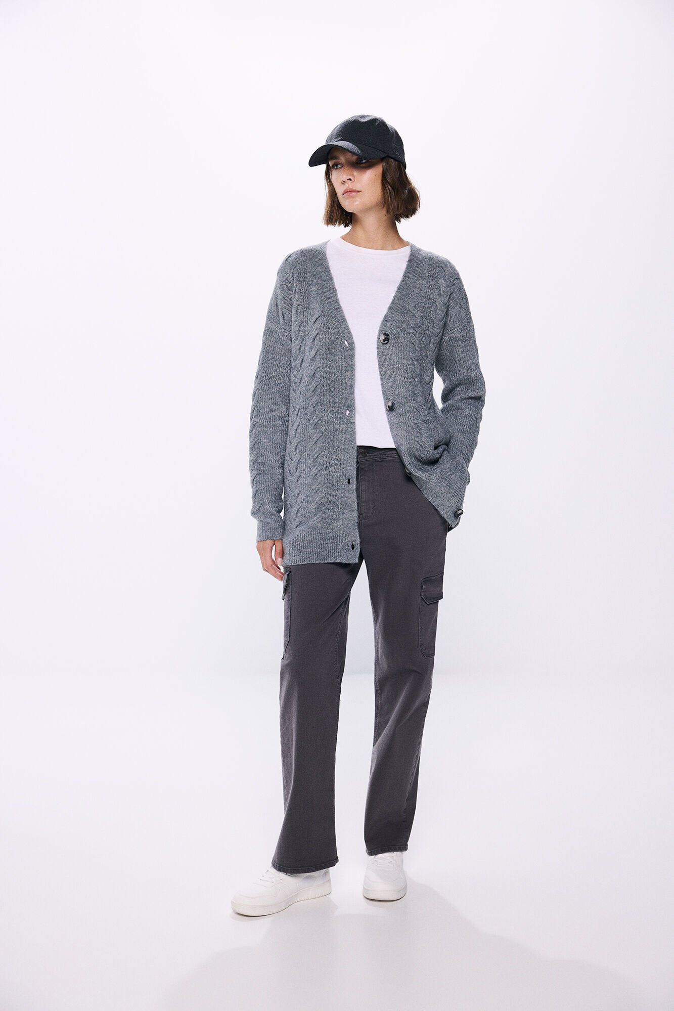 Springfield C&aacute;rdigan cable knit gris