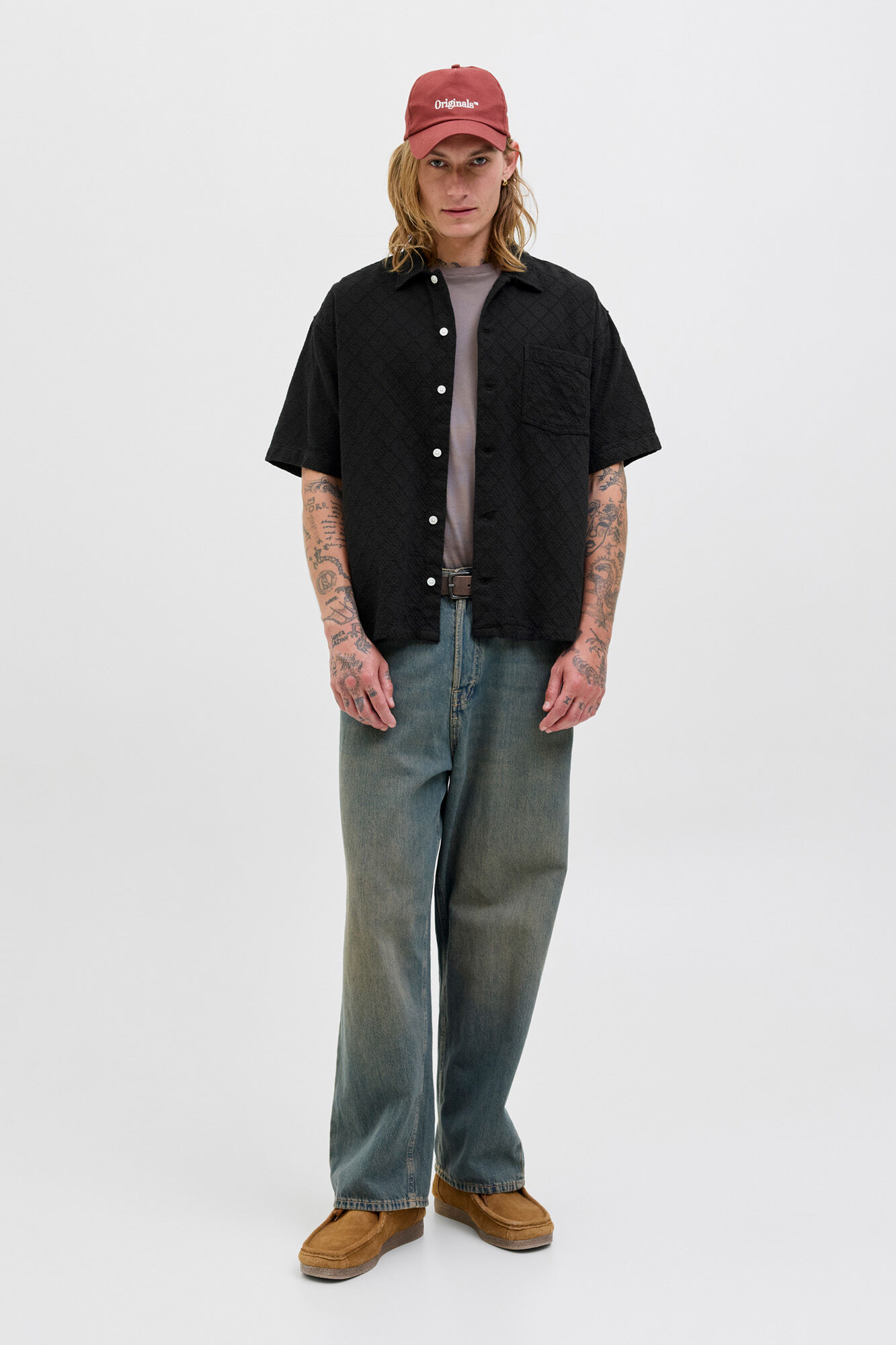 Jack & Jones Camisa de hombre de manga corta con textura