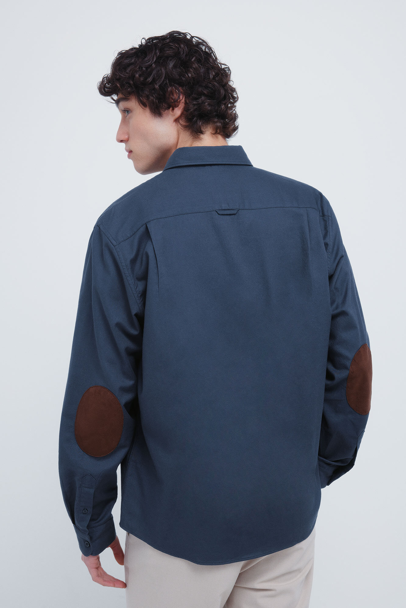 Springfield Camisa de franela con coderas azul indigo