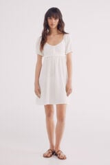 Springfield Vestido corto combinado crochet estampado